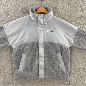 Under Armour Mission Boucle Full Zip Jacket Womens Large Gray Swacket Fleece UA